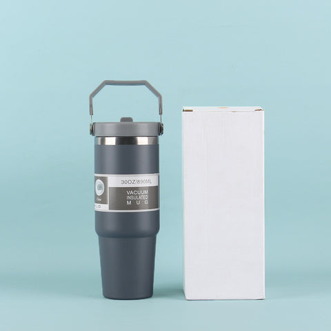 30oz Thermal Tumbler with Handle + Straw Lid