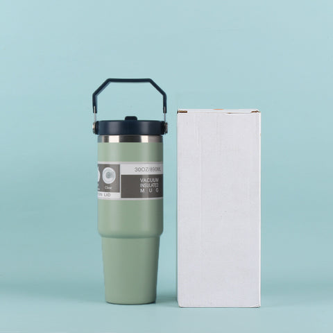 30oz Thermal Tumbler with Handle + Straw Lid